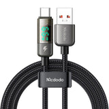 Cablu Mcdodo de date (CA-3630), Type-C to USB-A, 6A Afisaj digital, Auto Power Off, Transparent Design, 1.2m, negru