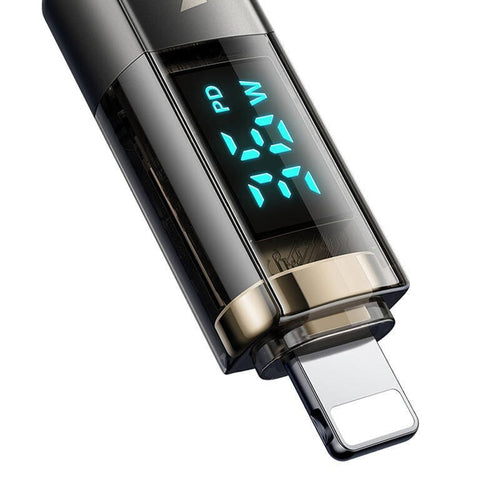 Cablu Mcdodo de date (CA-3600), Type-C to Lightning, 36W, Afisaj digital, Auto Power Off, Transparent Design, 1.2m, negru