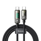 Cablu Mcdodo de date (CA-3610), Type-C to Type-C, 100W, Afisaj digital, Auto Power Off, Transparent Design, 1.2m, negru