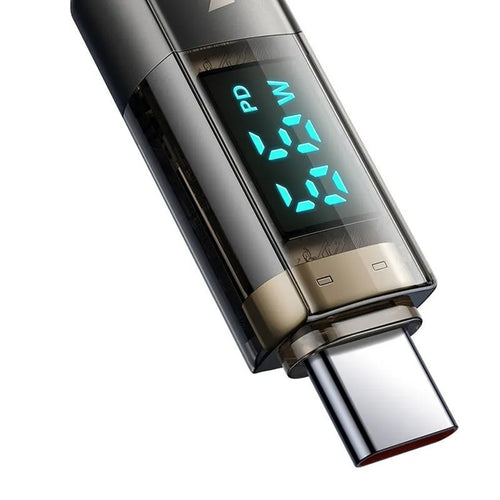 Cablu Mcdodo de date (CA-3610), Type-C to Type-C, 100W, Afisaj digital, Auto Power Off, Transparent Design, 1.2m, negru