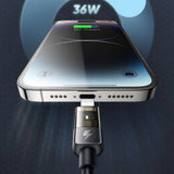 Cablu Mcdodo de date (CA-3160), Type-C to Lightning, 36W, Transparent Design, Auto Power Off, 1.2m, negru