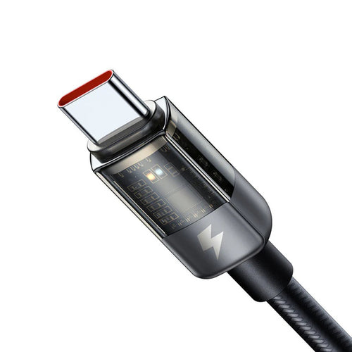 Cablu Mcdodo de date (CA-2840), Type-C to Type-C, 100W, Incarcare rapida, Transparent Design, Auto Power Off, 1.2m, negru