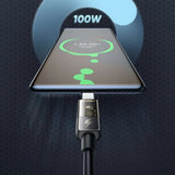 Cablu Mcdodo de date (CA-2840), Type-C to Type-C, 100W, Incarcare rapida, Transparent Design, Auto Power Off, 1.2m, negru