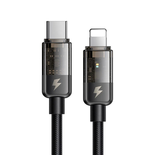 Cablu Mcdodo de date (CA-3160), Type-C to Lightning, 36W, Transparent Design, Auto Power Off, 1.2m, negru