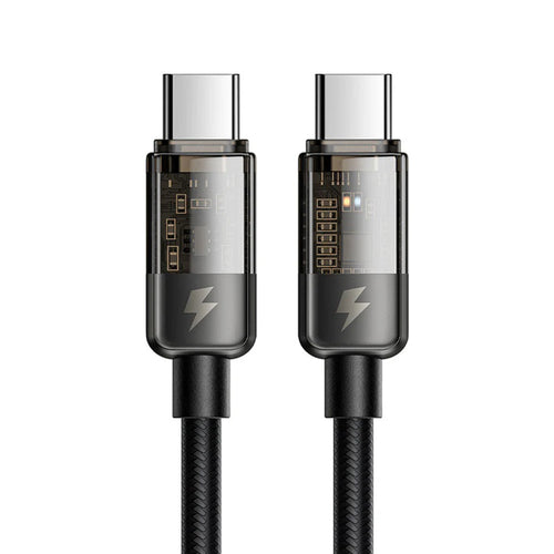 Cablu Mcdodo de date (CA-2840), Type-C to Type-C, 100W, Incarcare rapida, Transparent Design, Auto Power Off, 1.2m, negru