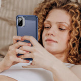Husa pentru Samsung Galaxy A07 4G, Techsuit Carbon Silicone, albastru