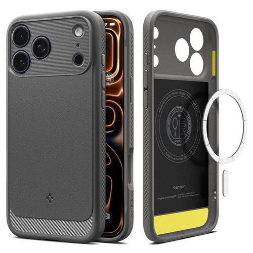 Husa pentru iPhone 17 Pro, Spigen Rugged Armor MagSafe (ACS10330), gri