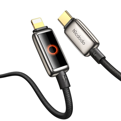 Cablu Mcdodo de date (CA-6670), cu Breathing Light Afisaj LED, USB-C to Lightning, Auto Power Off, 36W, 1.2m, negru