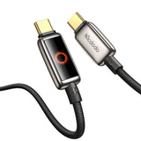 Cablu Mcdodo de date (CA-6680), cu Breathing Light Afisaj LED, USB-C to USB-C, Auto Power Off, 100W, 1.2m, negru