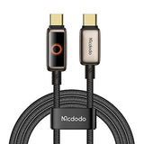 Cablu Mcdodo de date (CA-6681), cu Breathing Light Afisaj LED, USB-C to USB-C, Auto Power Off, 100W, 1.2m, auriu