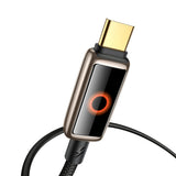 Cablu Mcdodo de date (CA-6681), cu Breathing Light Afisaj LED, USB-C to USB-C, Auto Power Off, 100W, 1.2m, auriu
