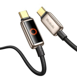 Cablu Mcdodo de date (CA-6681), cu Breathing Light Afisaj LED, USB-C to USB-C, Auto Power Off, 100W, 1.2m, auriu