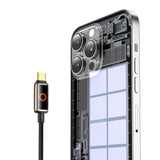 Cablu Mcdodo de date (CA-6681), cu Breathing Light Afisaj LED, USB-C to USB-C, Auto Power Off, 100W, 1.2m, auriu