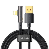 Cablu Mcdodo de date (CA-3510), USB-A to Lightning, 90 Degree Design, 3A, Transparent Design, 1.2m, negru