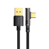 Cablu Mcdodo de date (CA-3380), USB-C to USB-A, 90 Degree Design, 6A, Transparent Design, 1.2m, negru