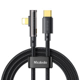 Cablu Mcdodo de date (CA-3390), USB-C to Lightning, 90 Degree Design, 36W, Transparent Design, 1.2m, negru