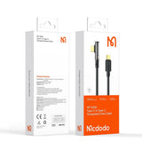 Cablu Mcdodo de date (CA-3400), USB-C to USB-C, 90 Degree Design, 100W, Transparent Design, 5A, 1.2m, negru