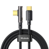 Cablu Mcdodo de date (CA-3400), USB-C to USB-C, 90 Degree Design, 100W, Transparent Design, 5A, 1.2m, negru