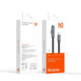 Cablu Mcdodo de date (CA-3360), USB-C to USB-C, 90 Degree Design, 65W, Indicator LED, 1.2m, negru