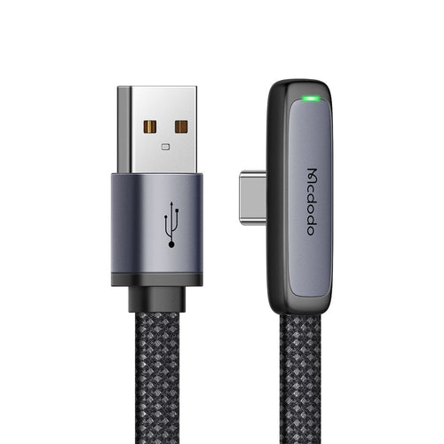 Cablu Mcdodo de date (CA-3340), USB-C to USB-A, 90 Degree Design, 100W, Indicator LED, 1.2m, negru