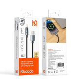 Cablu Mcdodo de date (CA-6910), cu Charging Light, USB-A to Lightning, Transparent Cable, 3A, 1.2m, negru