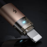 Cablu Mcdodo de date (CA-6911), cu Charging Light, USB-A to Lightning, Transparent Cable, 3A, 1.2m, auriu