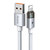Cablu Mcdodo de date (CA-6912), cu Charging Light, USB-A to Lightning, Transparent Cable, 3A, 1.2m, alb