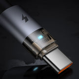 Cablu Mcdodo de date (CA-6890), cu Charging Light, USB-C to USB-A, Transparent Design, 6A, 1.2m, negru