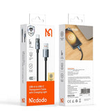 Cablu Mcdodo de date (CA-6890), cu Charging Light, USB-C to USB-A, Transparent Design, 6A, 1.2m, negru
