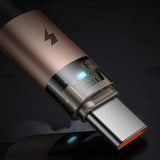 Cablu Mcdodo de date (CA-6891), cu Charging Light, USB-C to USB-A, Transparent Cable, 6A, 1.2m, auriu
