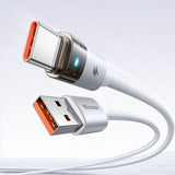 Cablu Mcdodo de date (CA-6892), cu Charging Light, USB-C to USB-A, Transparent Cable, 6A, 1.2m, alb