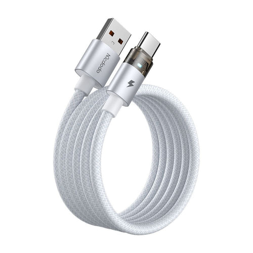Cablu Mcdodo de date (CA-6892), cu Charging Light, USB-C to USB-A, Transparent Cable, 6A, 1.2m, alb