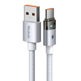 Cablu Mcdodo de date (CA-6892), cu Charging Light, USB-C to USB-A, Transparent Cable, 6A, 1.2m, alb
