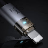Cablu Mcdodo de date (CA-6940), cu Charging Light, USB-C to Lightning, Transparent Design, 36W, 1.2m, negru