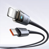Cablu Mcdodo de date (CA-6940), cu Charging Light, USB-C to Lightning, Transparent Design, 36W, 1.2m, negru