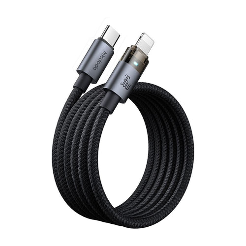Cablu Mcdodo de date (CA-6940), cu Charging Light, USB-C to Lightning, Transparent Design, 36W, 1.2m, negru