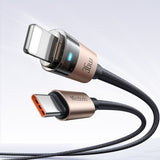 Cablu Mcdodo de date (CA-6941), cu Charging Light, USB-C to Lightning, Transparent Cable, 36W, 1.2m, auriu