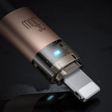 Cablu Mcdodo de date (CA-6941), cu Charging Light, USB-C to Lightning, Transparent Cable, 36W, 1.2m, auriu