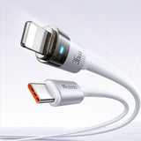 Cablu Mcdodo de date (CA-6942), cu Charging Light, USB-C to Lightning, Transparent Cable, 36W, 1.2m, alb