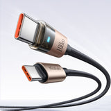 Cablu Mcdodo de date (CA-5581), cu Charging Light, USB-C to USB-C, Transparent Design, 100W, 5A, 1.2m, auriu
