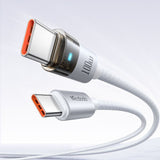 Cablu Mcdodo de date (CA-5582), cu Charging Light, USB-C to USB-C, Transparent Design, 100W, 5A, 1.2m, alb