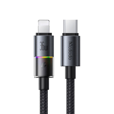 Cablu Mcdodo de date (CA-8190), cu 7 Colorful Lights, USB-C to Lightning, 36W, 3A, 1.2m, negru