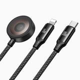 Cablu Mcdodo 3in1 Cablu de date O Series (CA-4940), USB-C to Lightning/USB-C/Incarcator wireless Apple Watch, 100W, 1.2m, negru