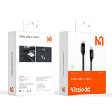 Cablu Mcdodo de date (CA-7132), USB-C to USB-C, 100W, 10Gb/s, 4K@60Hz, 5A, 1.2m, negru