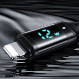 Cablu Mcdodo de date (CA-1060), USB 2.0 to Lightning, cu Afisaj digital, Nylon Braided, Aliaj aluminiu, 3A, 1.2m, negru