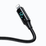 Cablu Mcdodo de date (CA-1060), USB 2.0 to Lightning, cu Afisaj digital, Nylon Braided, Aliaj aluminiu, 3A, 1.2m, negru