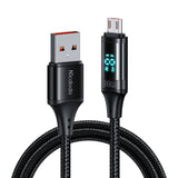 Cablu Mcdodo de date (CA-1070), USB 2.0 to Micro-USB, cu Afisaj digital, Nylon Braided, Aliaj aluminiu, 3A, 1.2m, negru