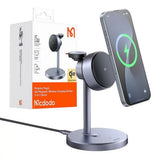 Incarcator wireless Mcdodo Negru Swan Series (CH-2460), Magnetic, pentru iPhone/iWatch/Earbuds, 22.5W, Qi2, gri