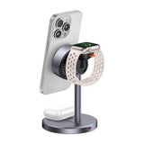 Incarcator wireless Mcdodo Negru Swan Series (CH-2460), Magnetic, pentru iPhone/iWatch/Earbuds, 22.5W, Qi2, gri