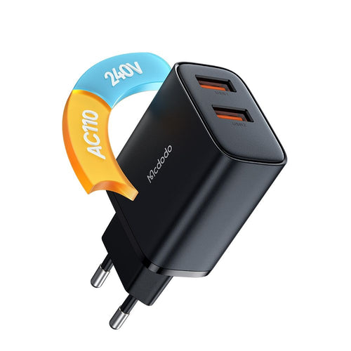 Incarcator retea Mcdodo Beryllium Series (CH-5070), 2x USB-A. 12W, 2A, Fireproof PC, negru